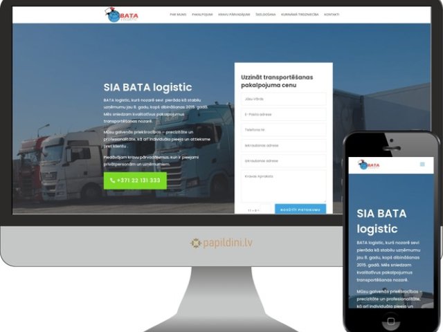Landing Page transporta pakalpojumiem, apkures produkcijas tirdzniecībai