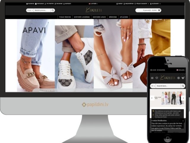 Interneta veikala izstrāde apģērbu un apavu tirdzniecībai Karoleta.lv
