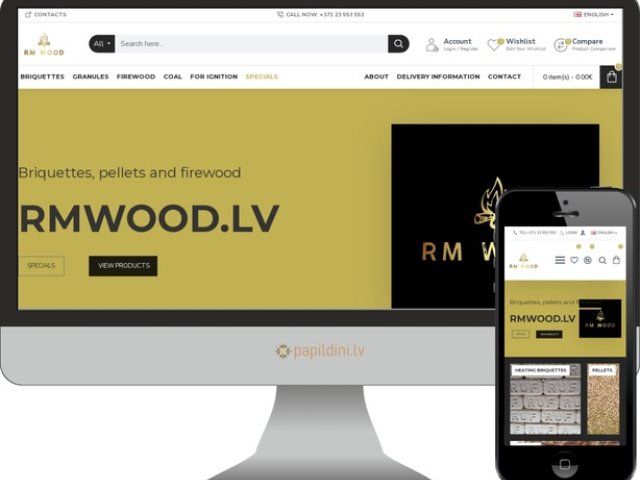Interneta veikala izstrāde apkures produktu tirdzniecībai RMwood