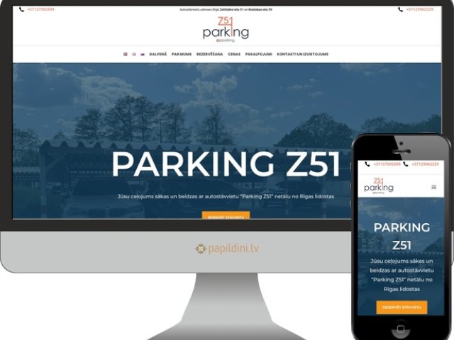 Landing Page mājas lapa autostāvvietai z51parking